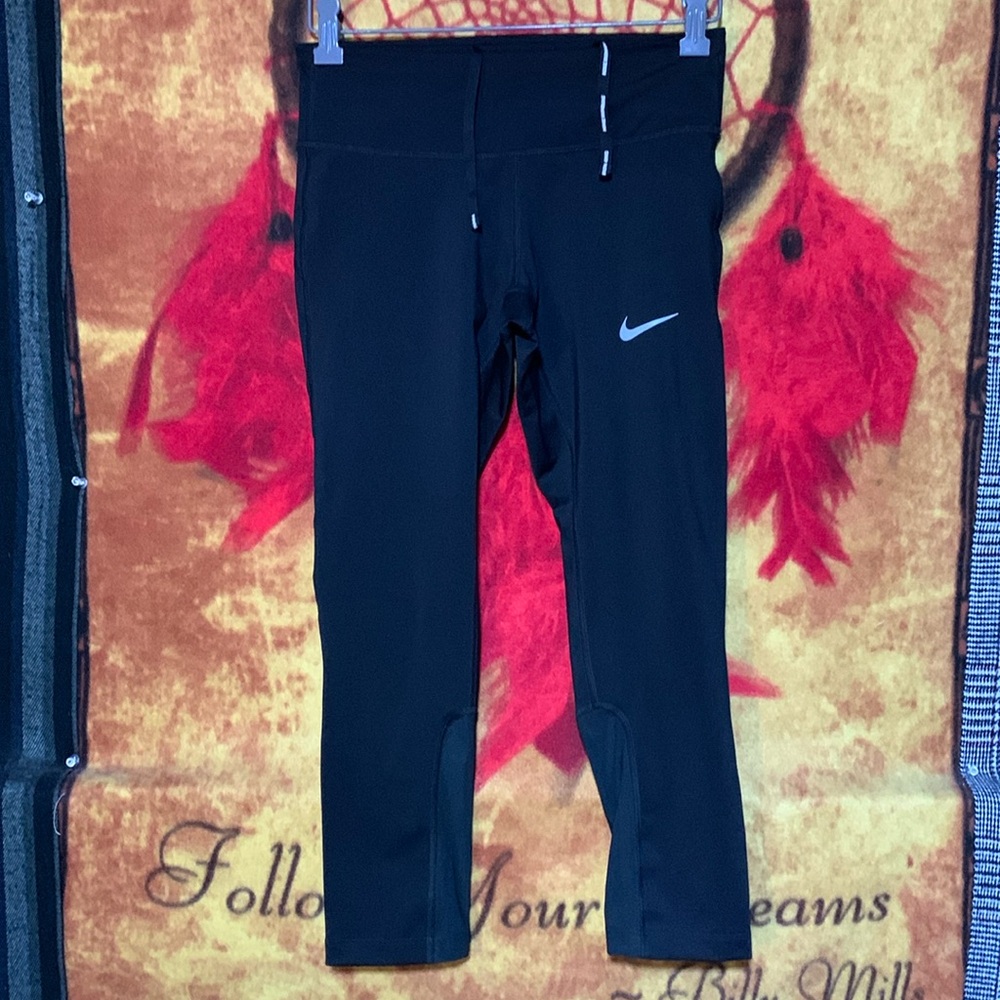 NIKE Running-women’s black DRI-FIT poly blend ultra-high rise crop running pants